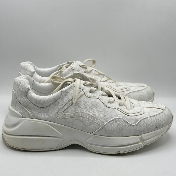 GUCCI Exclusive Rhyton GG Monogram Logo Chunky Sneakers White Sz US 10.5 - Picture 2 of 8